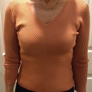 Burnt orange v-neck fitted sweater
